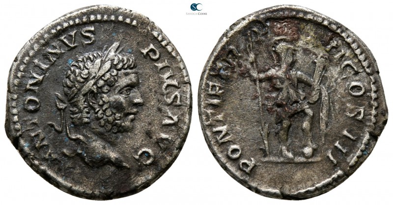 Caracalla AD 198-217. Rome
Denarius AR

18 mm., 3.04 g.



very fine