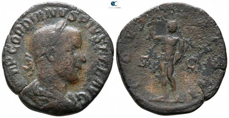 Gordian III. AD 238-244. Rome
Sestertius Æ

30 mm., 14.58 g.



fine