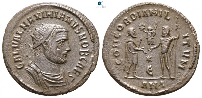 Galerius as Caesar AD 293-305. Antioch
Radiate Fraction AE

21 mm., 3.23 g.
...