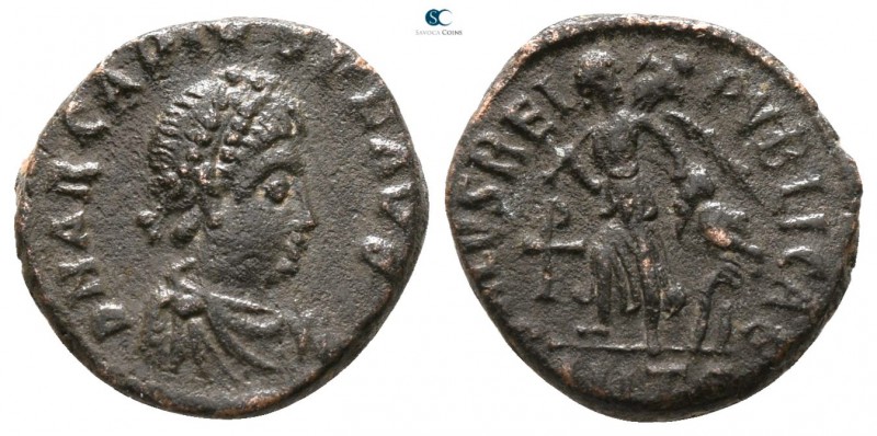 Arcadius AD 383-408. Antioch
Follis Æ

13 mm., 1.80 g.



very fine