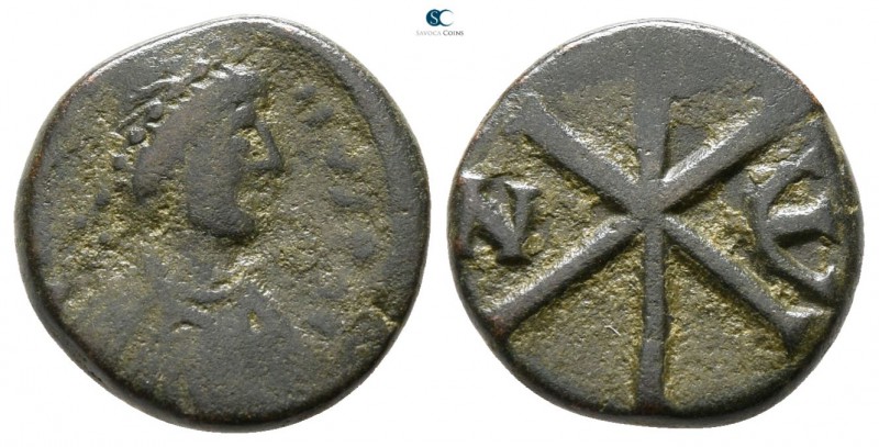 Justin I AD 518-527. Nikomedia
Pentanummium Æ

12 mm., 2.07 g.



nearly ...