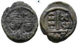 Heraclius with Heraclius Constantine AD 610-641. Catania. Decanummium Æ