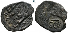 Heraclius with Heraclius Constantine AD 610-641. Sicilian mint. Follis Æ