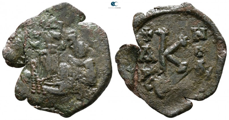 Constans II, with Constantine IV AD 641-668. Syracuse
Half follis Æ

23 mm., ...