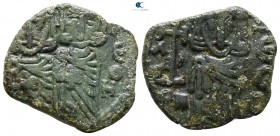 Constantine V Copronymus, with Leo IV and Leo III. AD 741-775. Syracuse. Follis Æ