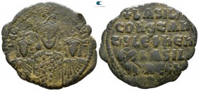 Basil I the Macedonian, with Leo VI and Constantine VII AD 867-886. Constantinople. Follis Æ