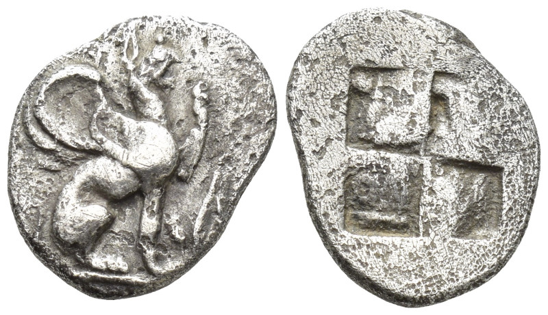 IONIA. Teos. Circa 500-450 BC. Trihemiobol (1.4 Gr. 13 mm.). 
Griffin seated to ...