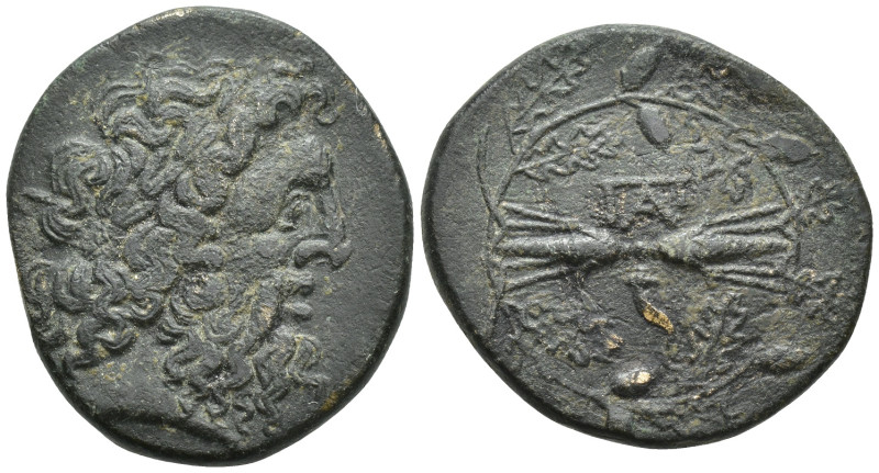 EPEIROS, Symmachy. Circa 297-270/65 BC. AE (9 Gr. 24mm.). 
Laureate head of Zeus...