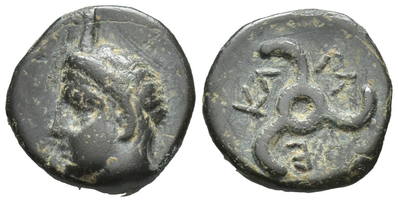 Dynasts of Lykia, Perikles Æ (12mm, 2.2 g). Circa 380-360 BC. Horned head of Pan...