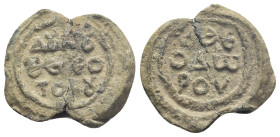 Av.: δούλου τ(ῆς) Θεοτόκου
Rv. +ΘΕ-Οδω-ΡΟV
(Seal of) Theodore, servant of the Mother of God
(26mm, 11.6 g)