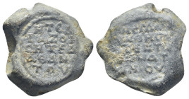 Byzantine Lead Seal, (26mm, 23.3 g) Legends in five lines. / Legends in five lines.
