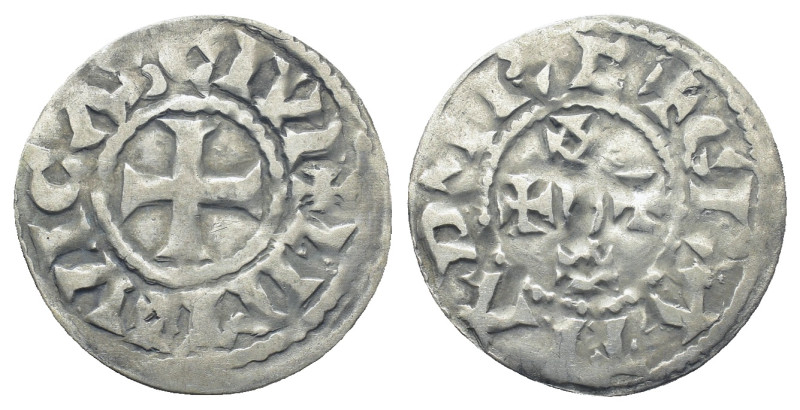 CAROLINGIANS. Odo (Eudes). King of West Francia, 887-898. AR Denier (22mm, 1.5 g...