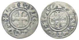 CAROLINGIANS. Odo (Eudes). King of West Francia, 887-898. AR Denier (23mm, 1.4 g). Limovicas (Limoges) mint. +/ODO/+ in three lines; quadrate Os / + L...