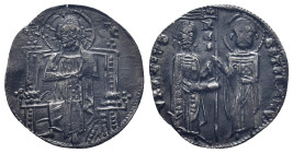 Republic of Venice. AR, Grosso. (19mm, 1.8 g) Venice. Obv: Doge (duke) stands facing receiving banner from patron saint St. Mark. Rev: Facing figure o...