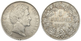 Bayern. Königreich (1806 - 1918). Ludwig I. (1825 - 1848).

 Gulden (Silber). 1840. München.
Vs: LUDWIG I KOENIG VON BAYERN. Kopf nach rechts. 
Rs...