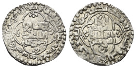 Abbasiden. al-Mustansir (623 - 640 H. / 1226 - 1242).

 Dirham (Silber). 637 H. Madinat as-Salam.
Vs: Im Vierpass: Erster Teil der Shahadah; außen ...