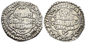 Abbasiden. al-Mustansir (623 - 640 H. / 1226 - 1242).

 Dirham (Silber). 637 H. Madinat as-Salam.
Vs: Im Vierpass: Erster Teil der Shahadah; außen ...