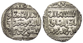 Ayyubiden - Hauptlinie in Kairo. al-Kamil Abu'l-Ma'ali Muhammad I. (615 - 635 H. / 1218 - 1238).

 Dirham (Silber). 624 H. Harran.
Vs: Im Quadrat N...