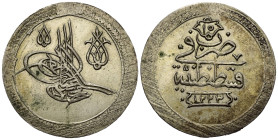 Osmanen. Mahmud II. (1223 - 1255 H. / 1808 - 1839).

 80 Para = 1/2 Kurush (Silber). 1223 H. / 15. Kostantiniye.
Vs: Tugra.
Rs: Münzstätte und Jah...