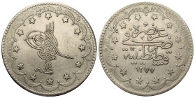 Osmanen. Abdülaziz (1277 - 1293 H. / 1861 - 1876).

 20 Kurush (Silber). 1277 H. / 14. Kostantiniye.
Vs: Tugra und Jahr 14.
Rs: Münzstätte und Jah...