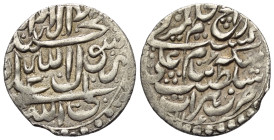Iranische Schahs. Afshariden. Adel Shah (1160 - 1161 H. / 1747 - 1748).

 Abbasi (Silber). 1160 H. Herat.
Typ A.

Vs: Name, Titel und Jahr.
Rs: ...