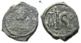 Justinian I AD 527-565. Thessalonica. 16 Nummi Æ