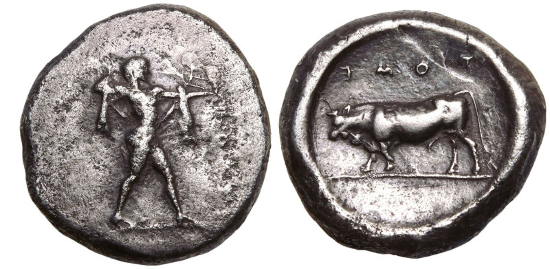MAGNA GRAECIA. LUCANIA, POSEIDONIA. 
Silver Nomos, circa 470-445 BC. 
Obv: Pos...