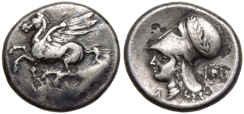 ANCIENT GREECE. CORINTHIA, CORINTH. 
Silver Stater, circa 345-307 BC. 
Obv: Pe...