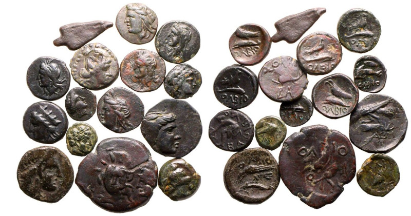 ANCIENT GREECE. SKYTHIA, OLBIA. 
Bronze 15 x Various Denominations, 5th - 3rd c...