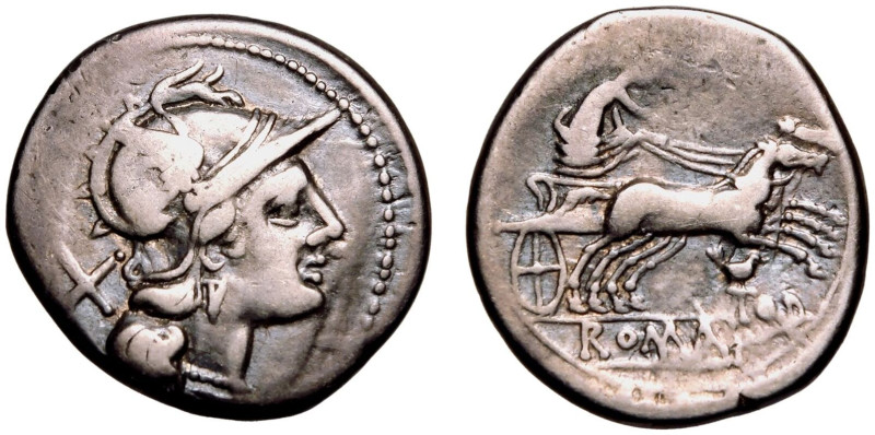 ROMAN REPUBLIC & IMPERATORIAL. 
Silver Denarius, 189-180 BC. Rome. 
Bird and T...
