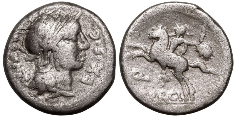 ROMAN REPUBLIC & IMPERATORIAL. M. Sergius Silus. 
Silver Denarius, 116-115 BC. ...