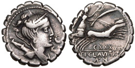Ti. Claudius Ti. f. Ap. n. Nero AR Serrate Denarius