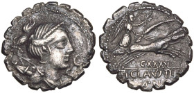 Ti. Claudius Ti. f. Ap. n. Nero AR Serrate Denarius