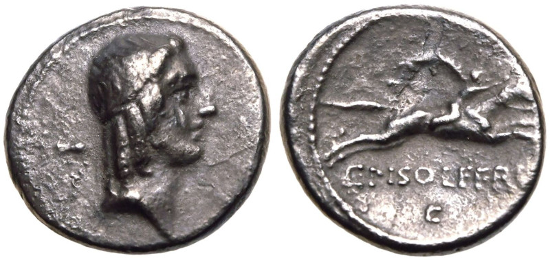 ROMAN REPUBLIC & IMPERATORIAL. C. Piso L. f. Frugi. 
Silver Denarius, 67 BC. Ro...