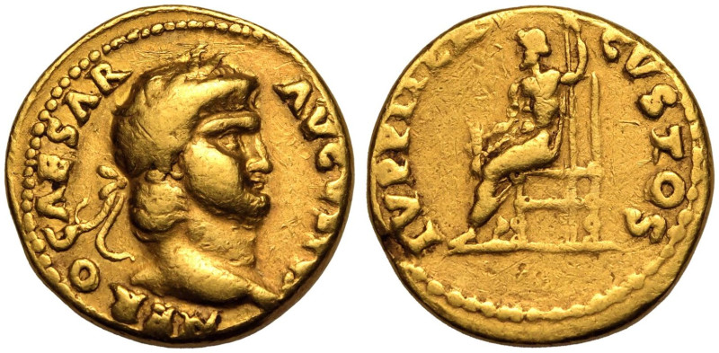 ROMAN EMPIRE. Nero. 
Gold Aureus, AD 64-65. Rome.
Obv: NERO CAESAR AVGVSTVS, l...