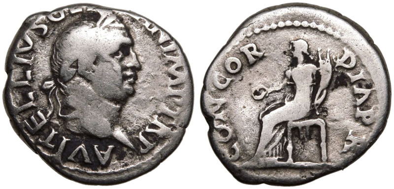 ROMAN EMPIRE. Vitellius. 
Silver Denarius, AD 69. Rome. 
Obv: A VITELLIVS GERM...