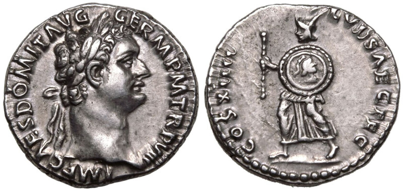 ROMAN EMPIRE. Domitian. 
Silver Denarius, AD 88. Rome. 
Obv: IMP CAES DOMIT AV...