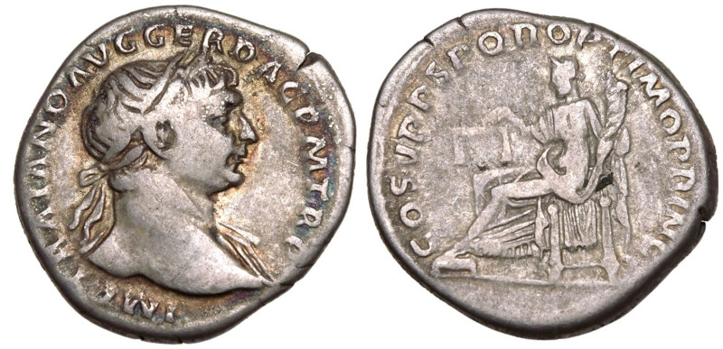 ROMAN EMPIRE. Trajan. 
Silver Denarius, AD 103-111. Rome. 
Obv: IMP TRAIANO AV...