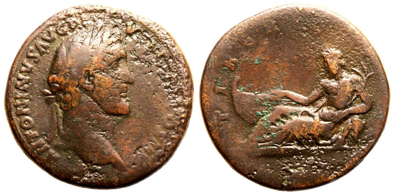 ROMAN EMPIRE. Antoninus Pius. 
Bronze Sestertius, AD 140-144. Rome. 
From the ...
