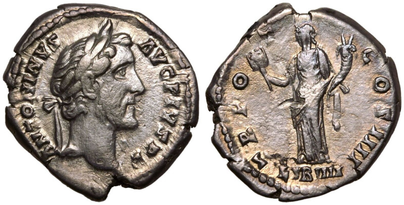 ROMAN EMPIRE. Antoninus Pius. 
Silver Denarius, AD 145-161. Rome. 
Obv: ANTONI...
