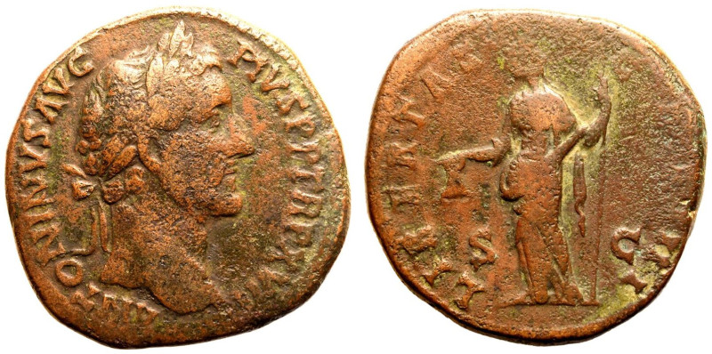 ROMAN EMPIRE. Antoninus Pius. 
Bronze Sestertius, AD 153-154. Rome. 
Obv: ANTO...