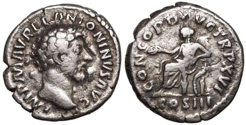 ROMAN EMPIRE. Marcus Aurelius. 
Silver Denarius, AD 161-162. Rome. 
Obv: IMP M...