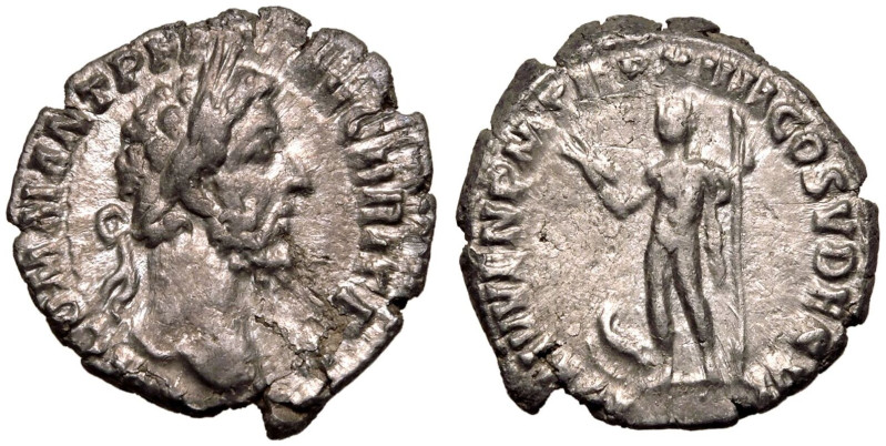 ROMAN EMPIRE. Commodus. 
Silver Denarius, AD 189. Rome. 
Obv: M COMM ANT P FEL...