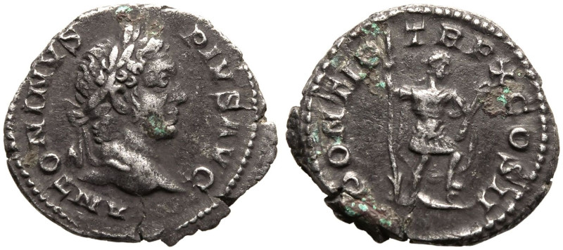 ROMAN EMPIRE. Caracalla. 
Silver Denarius, AD 207. Rome. 
Obv: ANTONINVS PIVS ...