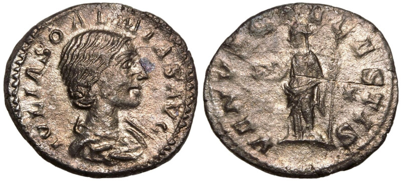 ROMAN EMPIRE. Julia Soaemias (mother of Elagabalus). 
Silver Denarius, AD 218-2...