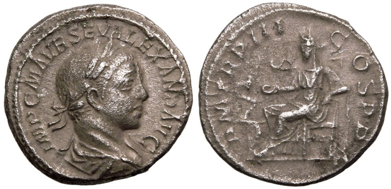 ROMAN EMPIRE. Severus Alexander. 
Silver Denarius, AD 223. Rome. 
Obv: IMP C M...