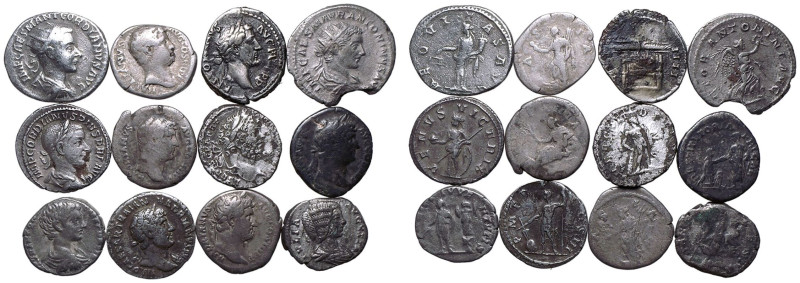ROMAN EMPIRE. Various Emperors/Empresses. 
Silver 12 x Denarii/Antoniniani, 2nd...