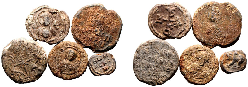 BYZANTINE EMPIRE. 
Lead 5 x Seals, circa 6th - 12th centuries AD. 

About Ver...