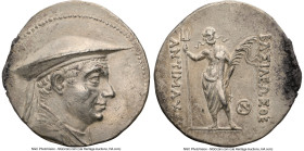 BACTRIAN KINGDOM. Antimachus I Theos (ca. 180-165 BC). AR tetradrachm (31mm, 16.82 gm, 12h). NGC Choice XF 5/5 - 2/5. Attic standard. Bactra. Diademed...
