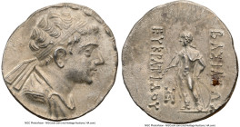 BACTRIAN KINGDOM. Eucratides II (ca. 145-140 BC). AR tetradrachm (32mm, 17.00 gm, 11h). NGC Choice AU 4/5 - 3/5. Attic standard. Diademed, draped bust...